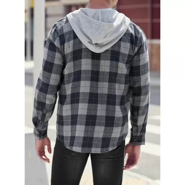 JMIERR Flannel Hoodies for Men Casual Button Down PlaidLong Sleeve Lightweight Shirts Jackets