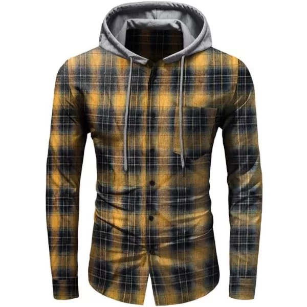 JMIERR Flannel Hoodies for Men Casual Button Down PlaidLong Sleeve Lightweight Shirts Jackets