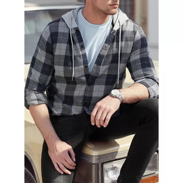 JMIERR Flannel Hoodies for Men Casual Button Down PlaidLong Sleeve Lightweight Shirts Jackets