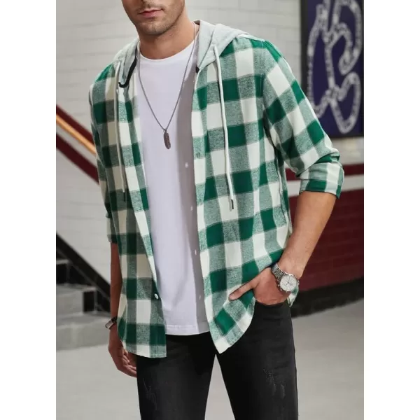 JMIERR Flannel Hoodies for Men Casual Button Down PlaidLong Sleeve Lightweight Shirts Jackets