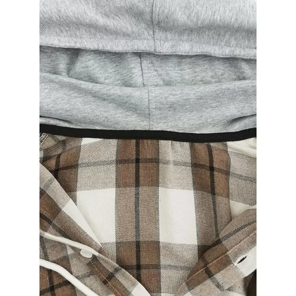JMIERR Flannel Hoodies for Men Casual Button Down PlaidLong Sleeve Lightweight Shirts Jackets