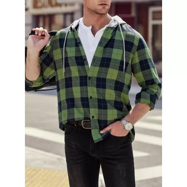 JMIERR Flannel Hoodies for Men Casual Button Down PlaidLong Sleeve Lightweight Shirts Jackets