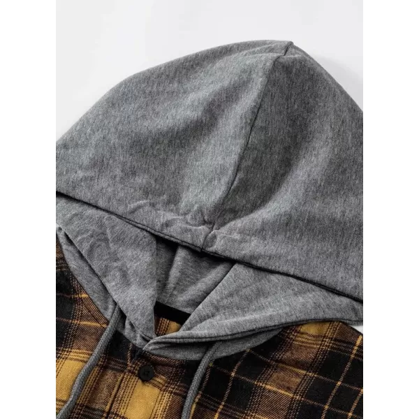 JMIERR Flannel Hoodies for Men Casual Button Down PlaidLong Sleeve Lightweight Shirts Jackets