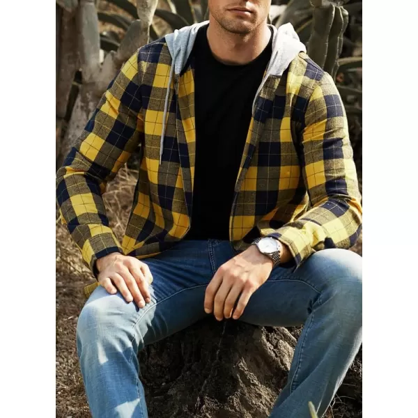 JMIERR Flannel Hoodies for Men Casual Button Down PlaidLong Sleeve Lightweight Shirts Jackets