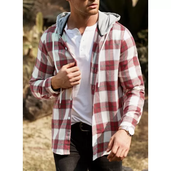 JMIERR Flannel Hoodies for Men Casual Button Down PlaidLong Sleeve Lightweight Shirts Jackets