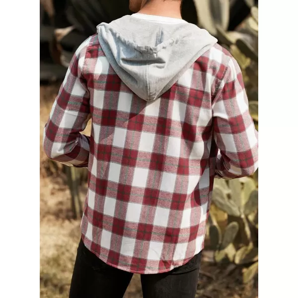 JMIERR Flannel Hoodies for Men Casual Button Down PlaidLong Sleeve Lightweight Shirts Jackets