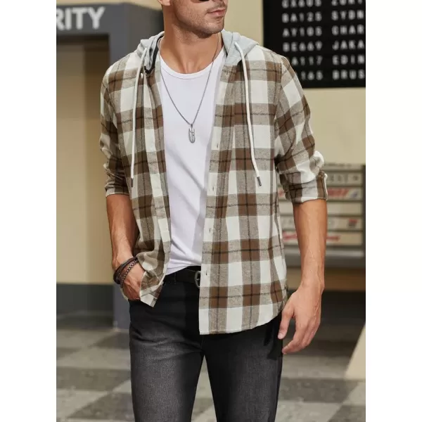 JMIERR Flannel Hoodies for Men Casual Button Down PlaidLong Sleeve Lightweight Shirts Jackets