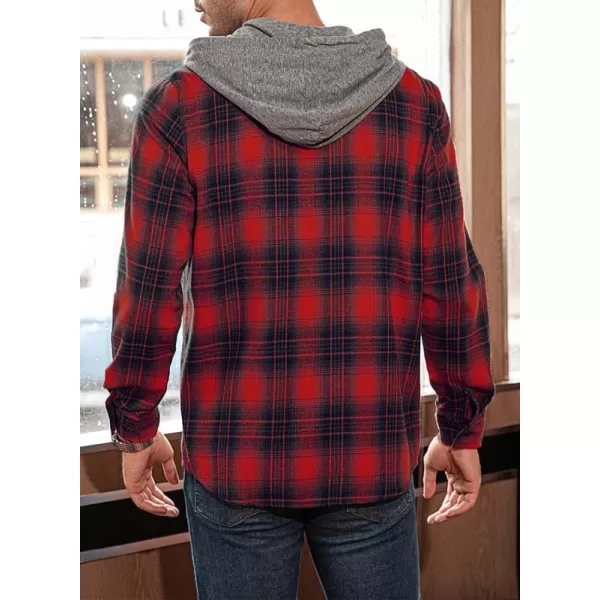 JMIERR Flannel Hoodies for Men Casual Button Down PlaidLong Sleeve Lightweight Shirts Jackets