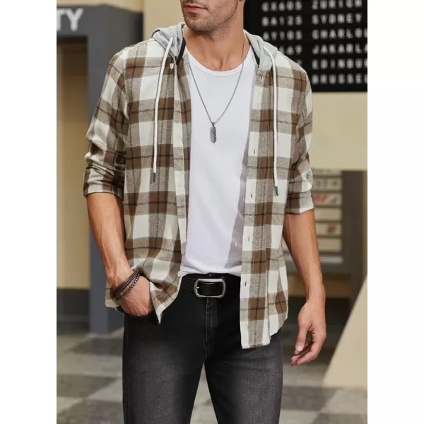 JMIERR Flannel Hoodies for Men Casual Button Down PlaidLong Sleeve Lightweight Shirts Jackets