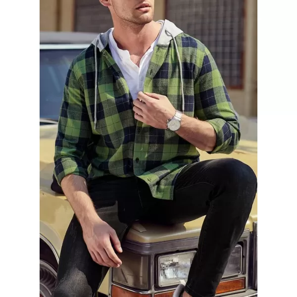JMIERR Flannel Hoodies for Men Casual Button Down PlaidLong Sleeve Lightweight Shirts Jackets