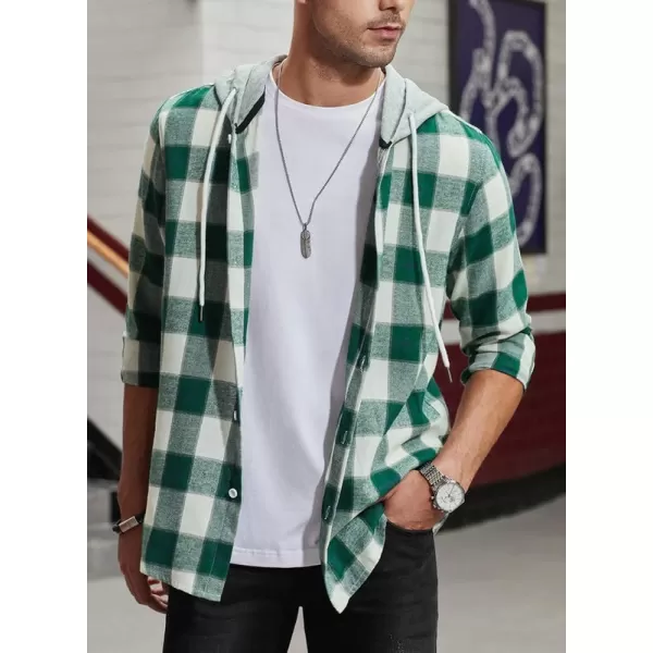 JMIERR Flannel Hoodies for Men Casual Button Down PlaidLong Sleeve Lightweight Shirts Jackets