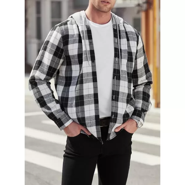 JMIERR Flannel Hoodies for Men Casual Button Down PlaidLong Sleeve Lightweight Shirts Jackets