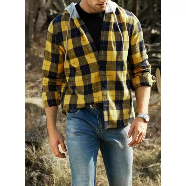 JMIERR Flannel Hoodies for Men Casual Button Down PlaidLong Sleeve Lightweight Shirts Jackets