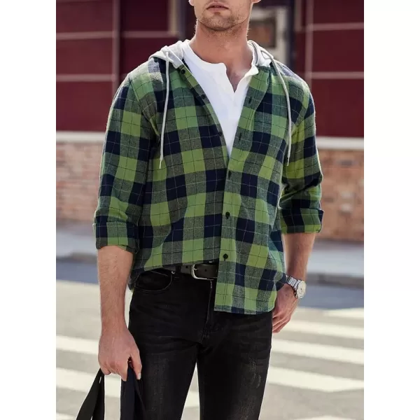 JMIERR Flannel Hoodies for Men Casual Button Down PlaidLong Sleeve Lightweight Shirts Jackets