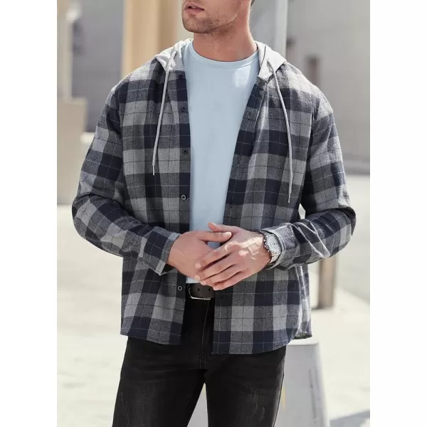 JMIERR Flannel Hoodies for Men Casual Button Down PlaidLong Sleeve Lightweight Shirts Jackets