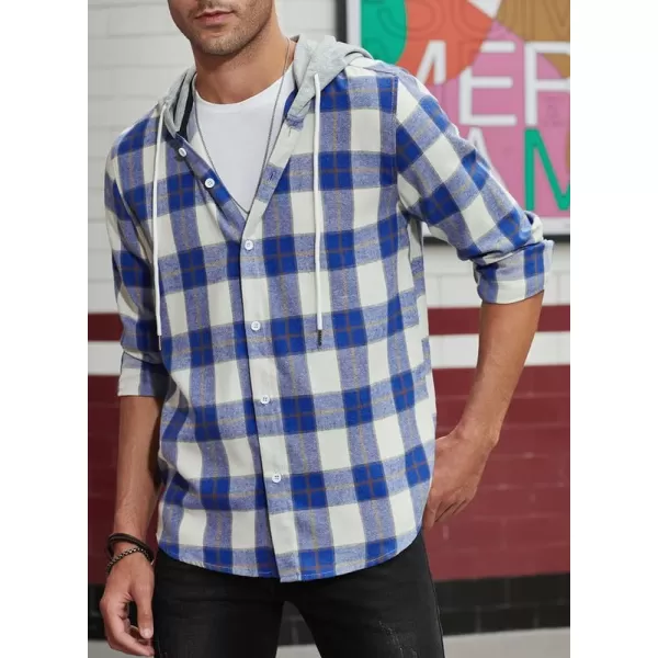 JMIERR Flannel Hoodies for Men Casual Button Down PlaidLong Sleeve Lightweight Shirts Jackets