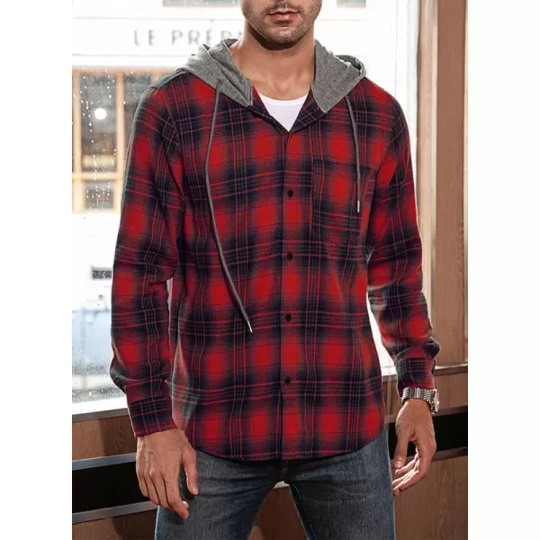 JMIERR Flannel Hoodies for Men Casual Button Down PlaidLong Sleeve Lightweight Shirts Jackets