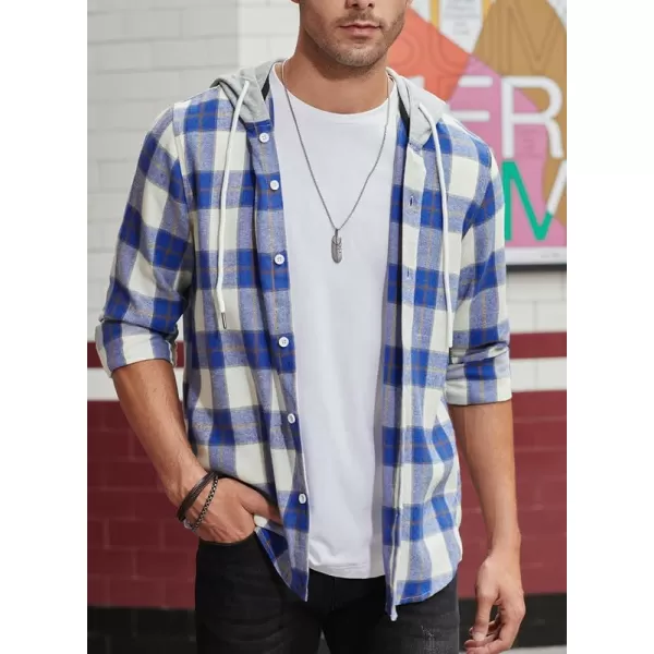 JMIERR Flannel Hoodies for Men Casual Button Down PlaidLong Sleeve Lightweight Shirts Jackets