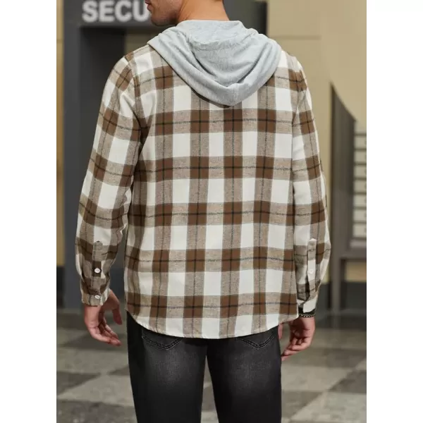 JMIERR Flannel Hoodies for Men Casual Button Down PlaidLong Sleeve Lightweight Shirts Jackets