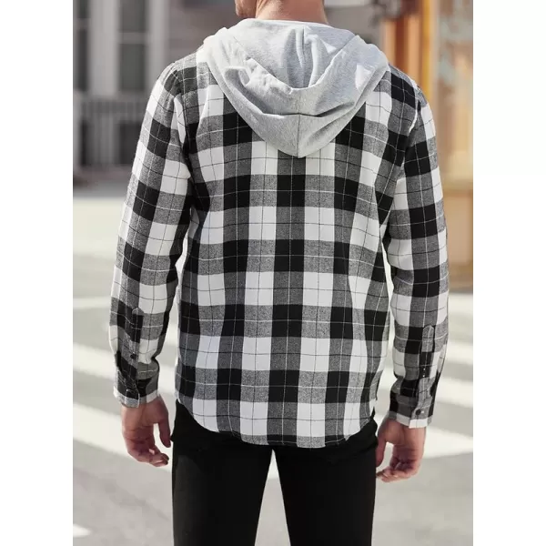 JMIERR Flannel Hoodies for Men Casual Button Down PlaidLong Sleeve Lightweight Shirts Jackets