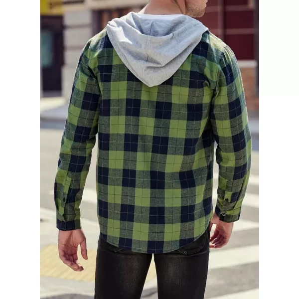 JMIERR Flannel Hoodies for Men Casual Button Down PlaidLong Sleeve Lightweight Shirts Jackets
