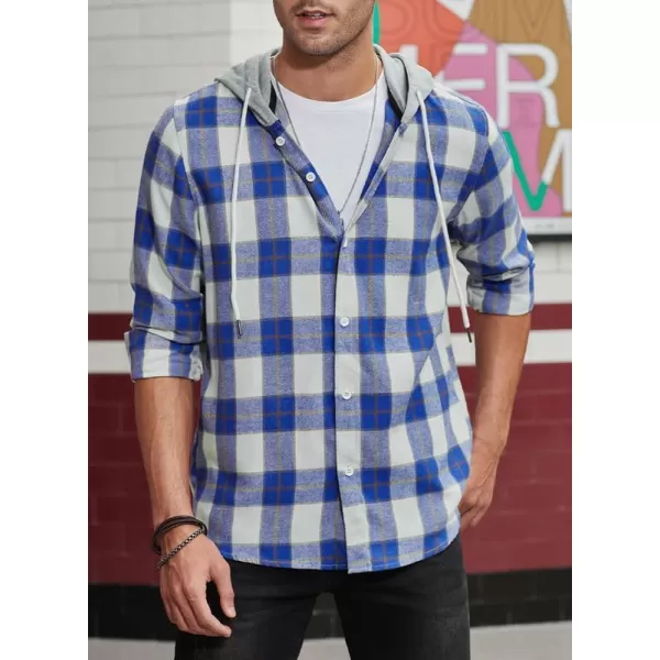 JMIERR Flannel Hoodies for Men Casual Button Down PlaidLong Sleeve Lightweight Shirts Jackets