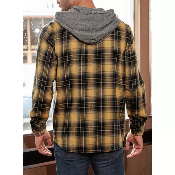 JMIERR Flannel Hoodies for Men Casual Button Down PlaidLong Sleeve Lightweight Shirts Jackets