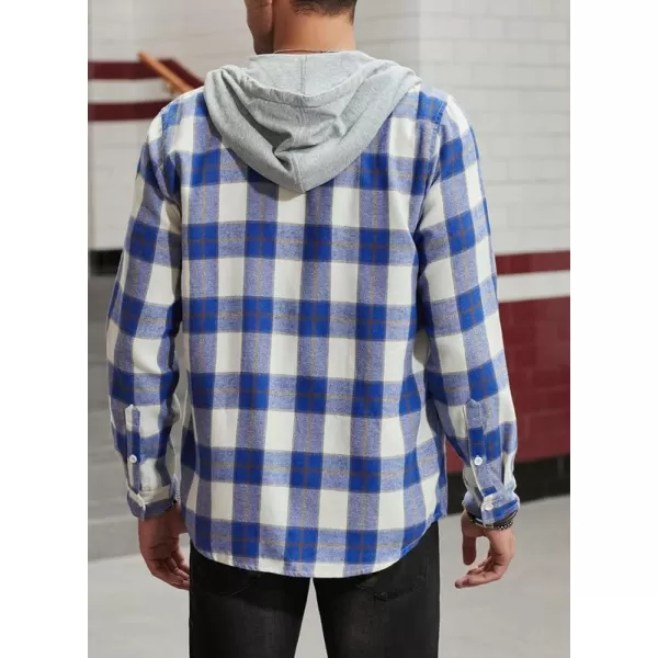 JMIERR Flannel Hoodies for Men Casual Button Down PlaidLong Sleeve Lightweight Shirts Jackets