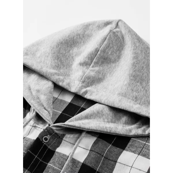 JMIERR Flannel Hoodies for Men Casual Button Down PlaidLong Sleeve Lightweight Shirts Jackets