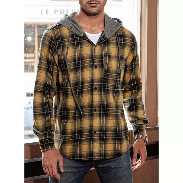 JMIERR Flannel Hoodies for Men Casual Button Down PlaidLong Sleeve Lightweight Shirts Jackets