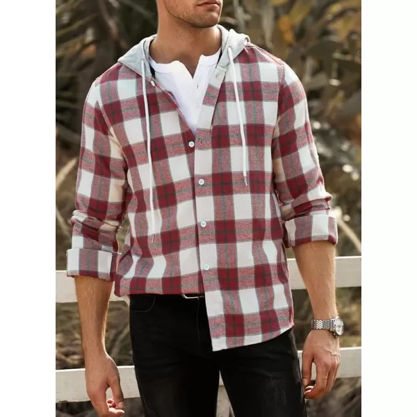 JMIERR Flannel Hoodies for Men Casual Button Down PlaidLong Sleeve Lightweight Shirts Jackets
