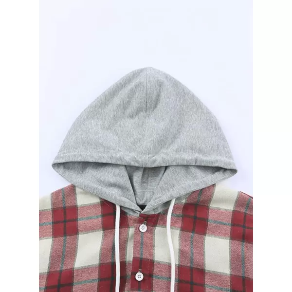 JMIERR Flannel Hoodies for Men Casual Button Down PlaidLong Sleeve Lightweight Shirts Jackets