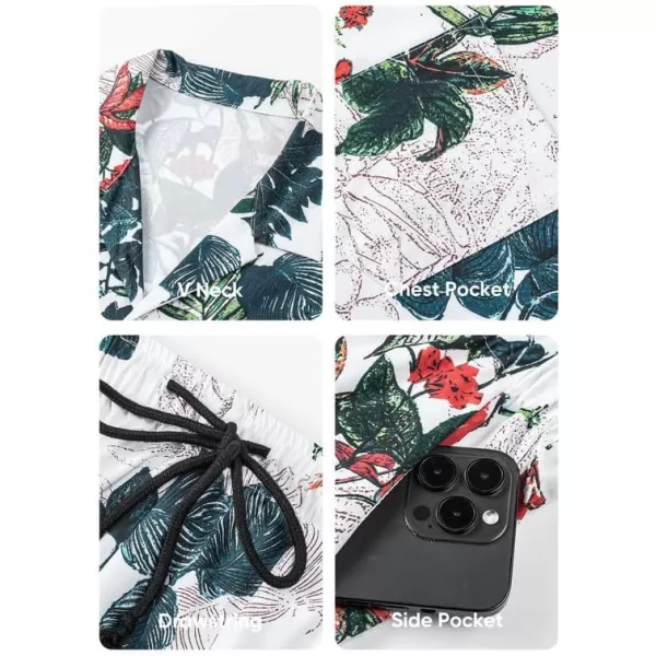 JMIERR Men Hawaiian Matching Set, Casual Summer Beach 2 Piece Outfits Button Down Short Sleeve Shirts and Shorts