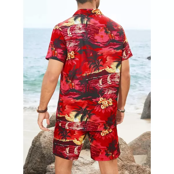 JMIERR Men Hawaiian Matching Set, Casual Summer Beach 2 Piece Outfits Button Down Short Sleeve Shirts and Shorts