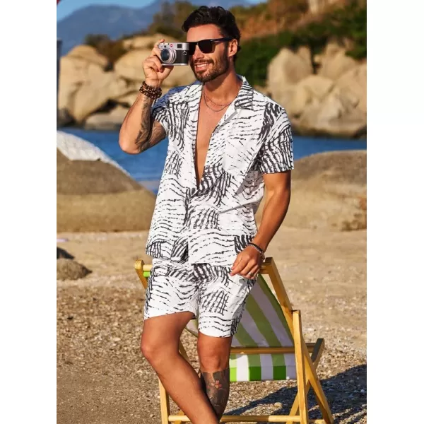 JMIERR Men Hawaiian Matching Set, Casual Summer Beach 2 Piece Outfits Button Down Short Sleeve Shirts and Shorts