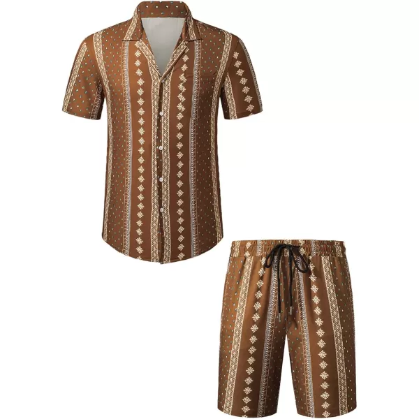 JMIERR Men Hawaiian Matching Set, Casual Summer Beach 2 Piece Outfits Button Down Short Sleeve Shirts and Shorts