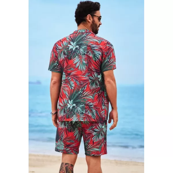 JMIERR Men Hawaiian Matching Set, Casual Summer Beach 2 Piece Outfits Button Down Short Sleeve Shirts and Shorts