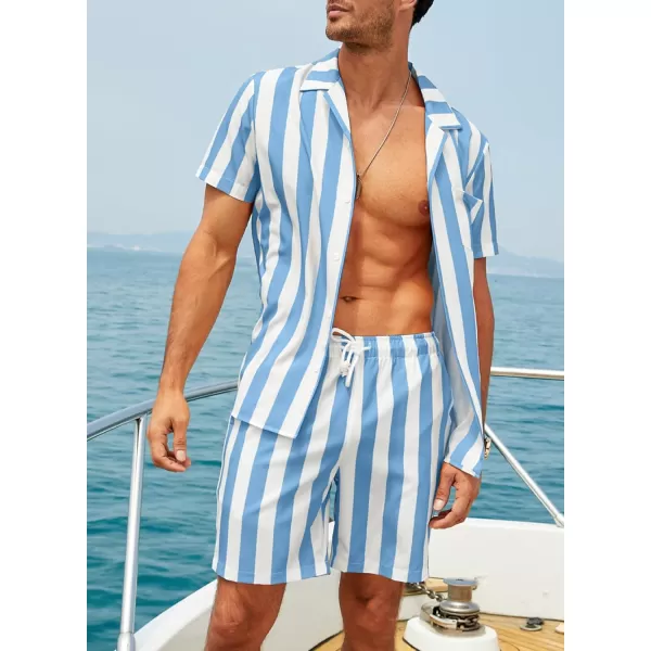 JMIERR Men Hawaiian Matching Set, Casual Summer Beach 2 Piece Outfits Button Down Short Sleeve Shirts and Shorts