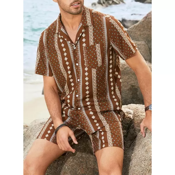 JMIERR Men Hawaiian Matching Set, Casual Summer Beach 2 Piece Outfits Button Down Short Sleeve Shirts and Shorts