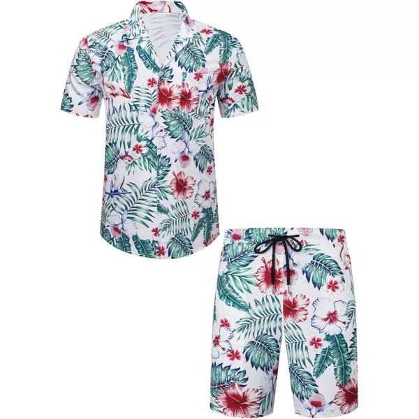 JMIERR Men Hawaiian Matching Set, Casual Summer Beach 2 Piece Outfits Button Down Short Sleeve Shirts and Shorts