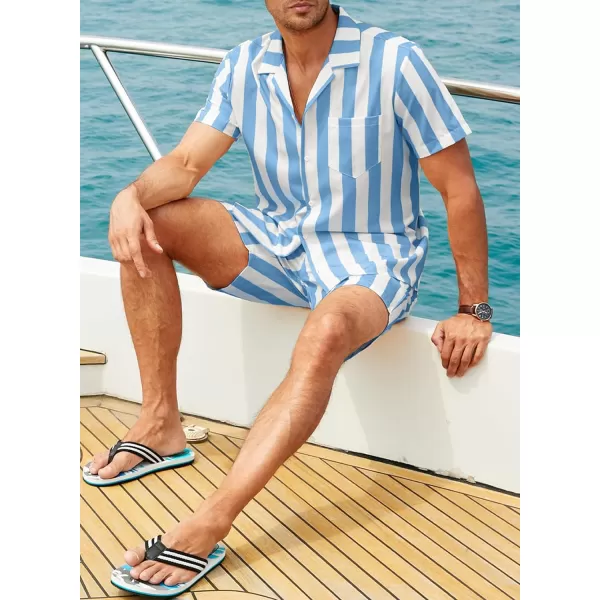 JMIERR Men Hawaiian Matching Set, Casual Summer Beach 2 Piece Outfits Button Down Short Sleeve Shirts and Shorts