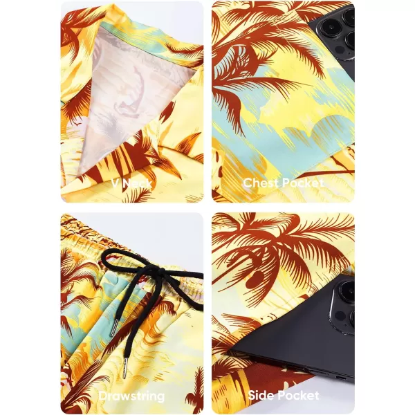 JMIERR Men Hawaiian Matching Set, Casual Summer Beach 2 Piece Outfits Button Down Short Sleeve Shirts and Shorts