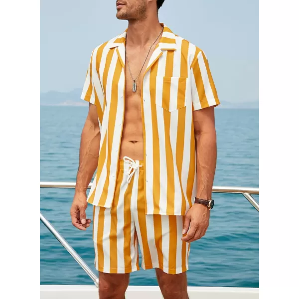JMIERR Men Hawaiian Matching Set, Casual Summer Beach 2 Piece Outfits Button Down Short Sleeve Shirts and Shorts