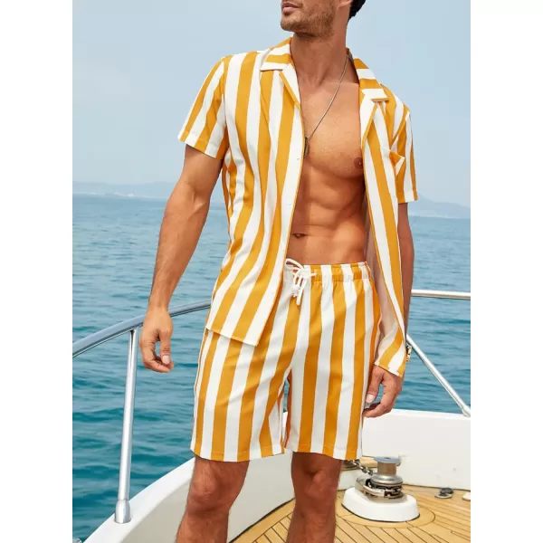 JMIERR Men Hawaiian Matching Set, Casual Summer Beach 2 Piece Outfits Button Down Short Sleeve Shirts and Shorts