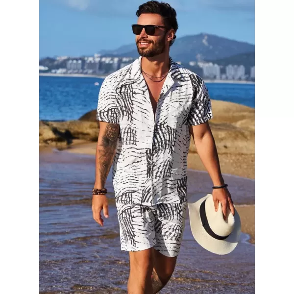 JMIERR Men Hawaiian Matching Set, Casual Summer Beach 2 Piece Outfits Button Down Short Sleeve Shirts and Shorts