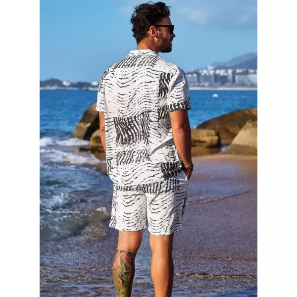 JMIERR Men Hawaiian Matching Set, Casual Summer Beach 2 Piece Outfits Button Down Short Sleeve Shirts and Shorts