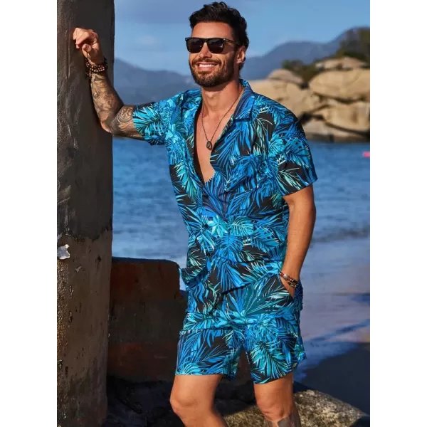 JMIERR Men Hawaiian Matching Set, Casual Summer Beach 2 Piece Outfits Button Down Short Sleeve Shirts and Shorts