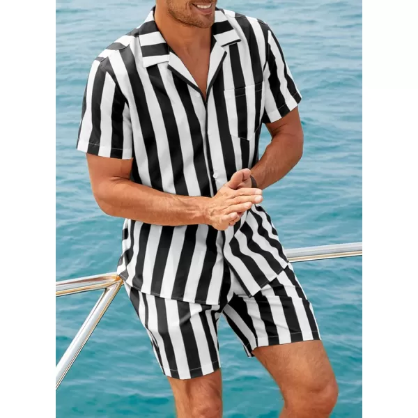 JMIERR Men Hawaiian Matching Set, Casual Summer Beach 2 Piece Outfits Button Down Short Sleeve Shirts and Shorts