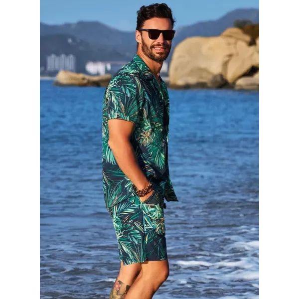 JMIERR Men Hawaiian Matching Set, Casual Summer Beach 2 Piece Outfits Button Down Short Sleeve Shirts and Shorts