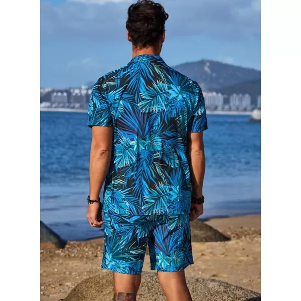 JMIERR Men Hawaiian Matching Set, Casual Summer Beach 2 Piece Outfits Button Down Short Sleeve Shirts and Shorts